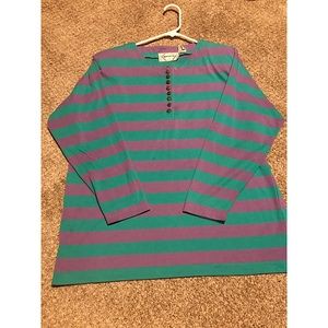 Vintage 90s Teal & Purple Horizontal Stripe Top